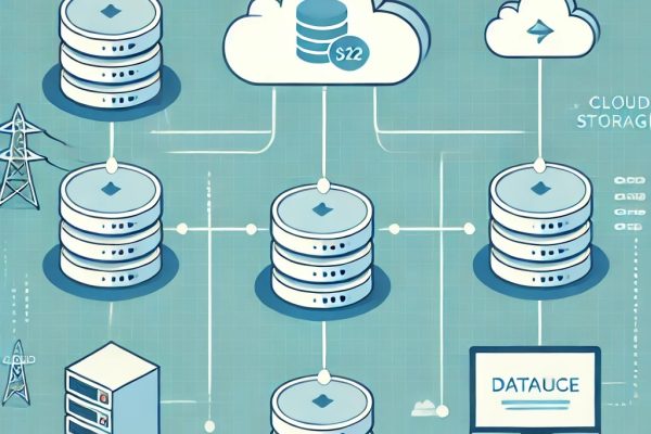 DALL·E 2024-09-13 12.48.06 – A simple illustration of a network of databases with servers and cloud storage. The image shows databases storing data locally on servers and also con DALL·E 2024-09-13 12.48.06 - A simple illustration of a network of databases with servers and cloud storage. The image shows databases storing data locally on servers and also con